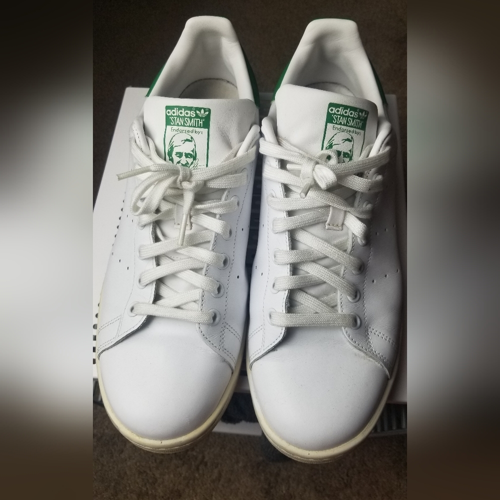 Mens. Stan Smith Adidas White/ Green Shoes. Size 12